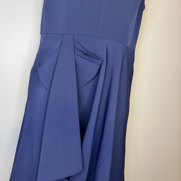 Kay Unger Begonia Ruffled ALine Midi-Dress Navy High Low Dress Sz8 Preppy - Picture 12 of 16